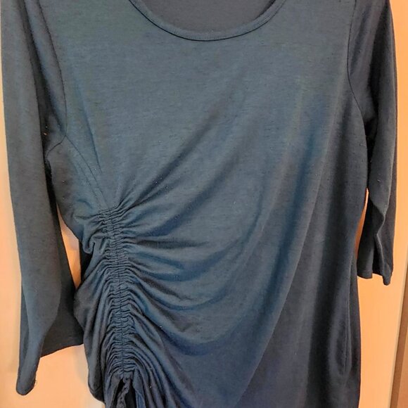 BOBBIE BROOKS Womens Teal Ruched 3/4 Sleeve Tunic Top - 1X - Picture 5 of 10
